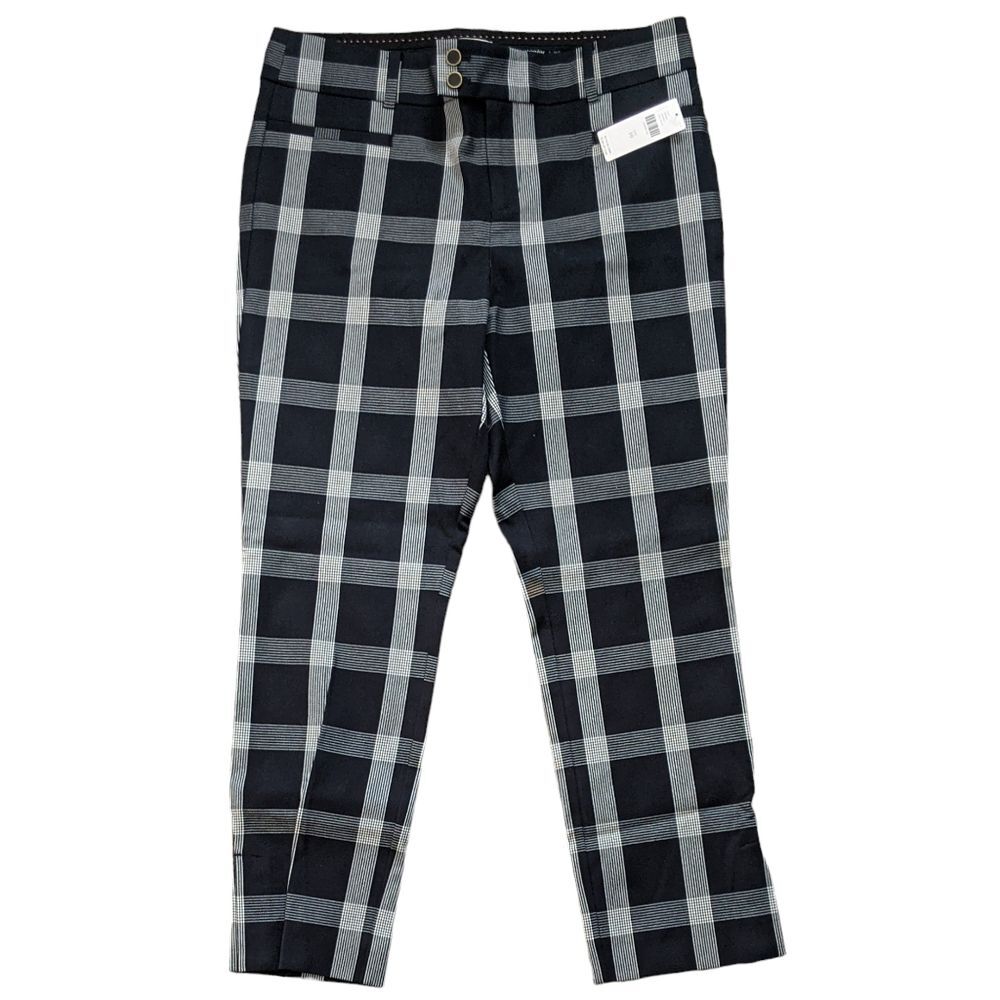 NEW Anthropologie Essential slim fit Black motif pants trousers women's size 10